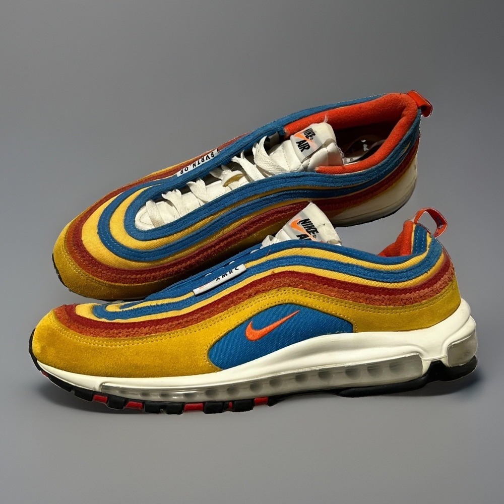Nike Air Max 97 SE AMRC Mens Pollen Orange-Blue Lifestyle Sneakers Size 13